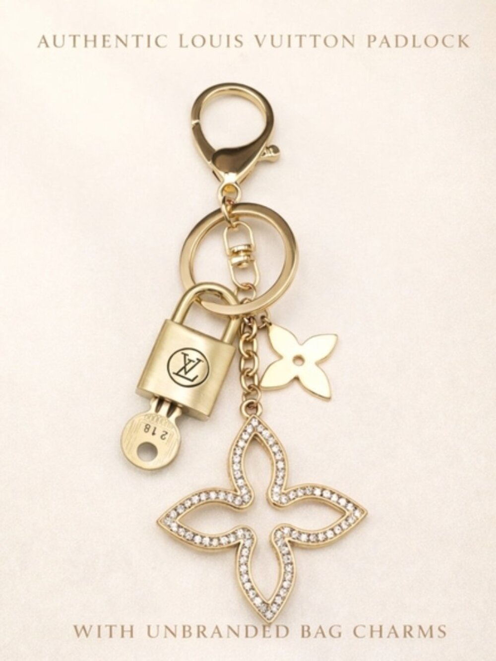 Louis Vuitton Gold Padlock 🔒 Key Set Authentic LV w/ Unbranded Flower Keychain